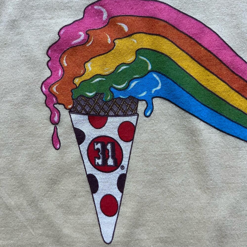 True Vintage 70s Baskin Robbins Ice Cream Rainbow T Shirt Single Stitch L Snack - Picture 5 of 9